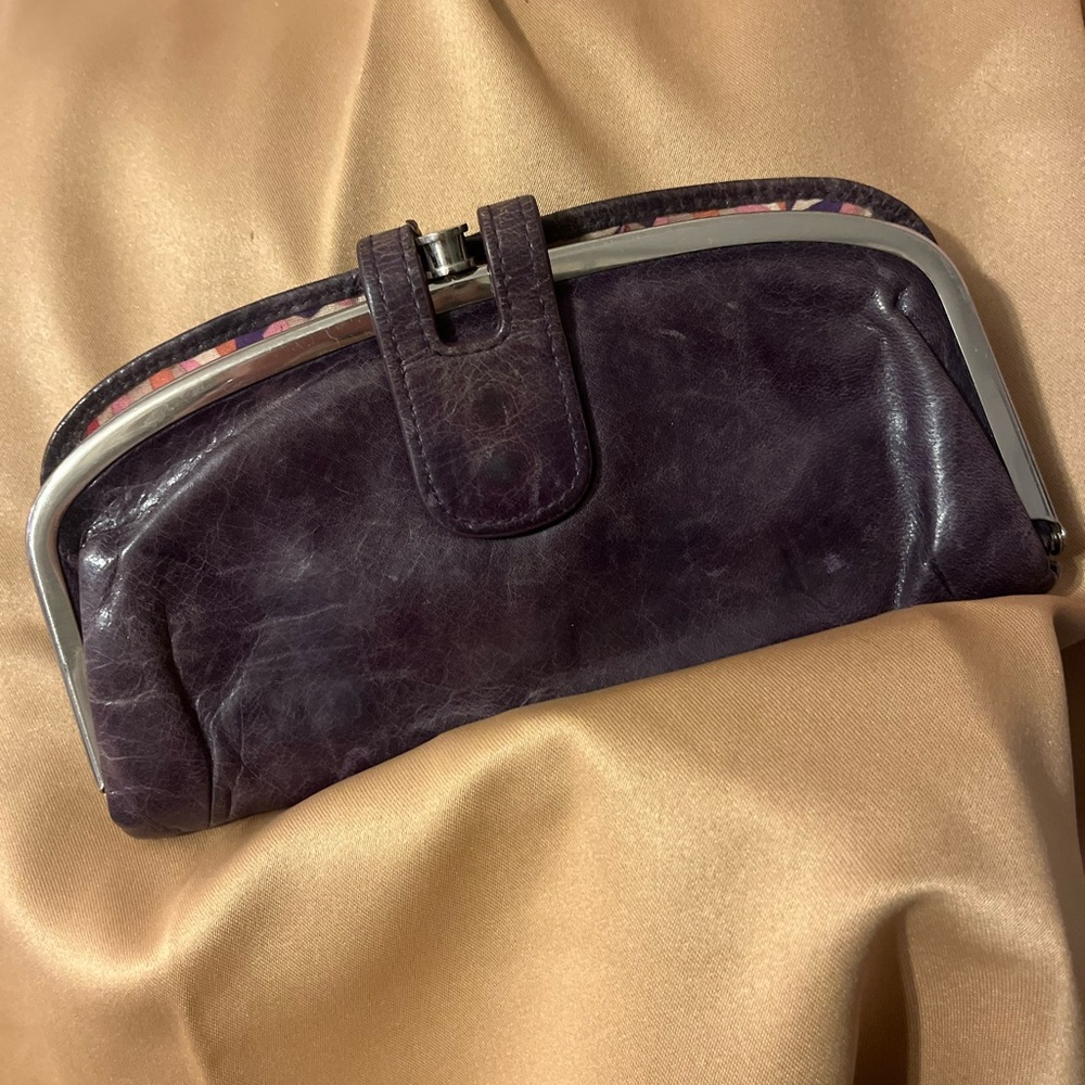 Deep Purple Hobo Leather Clutch Wallet